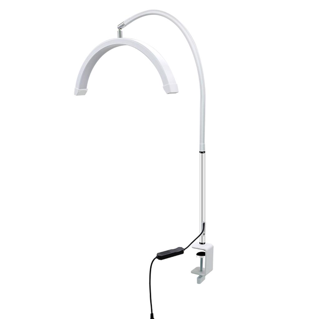16 In LED Half Moon Beauty Lamp with Desk Clamp 20W Nail Lash Fill Light 360 Degrees  Rotatable Hose