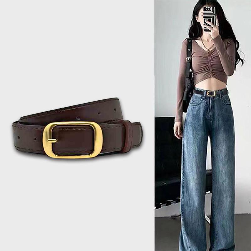 Trendy Women's Simple Durable Leather Belt Elegant Pin Buckle For Casual Outfits
