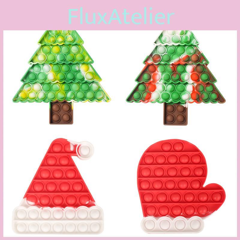 Joyful Christmas Big Size Pop It Silicone Toys For Relaxation Featuring Adorable Santa Claus And Cheerful Christmas Tree Shapes