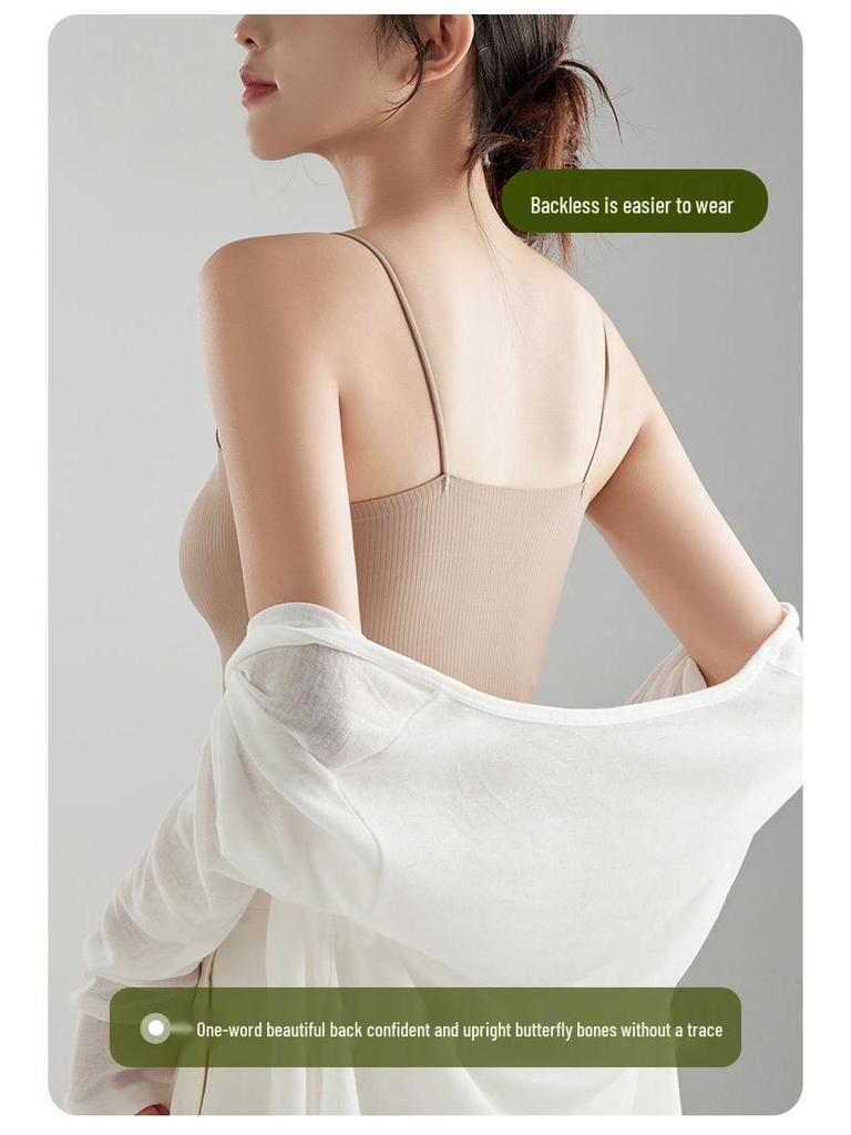 Geripptes Damen-Camisole mit Brustpolstern - Sommer-Weste BH & Oberbekleidungstop