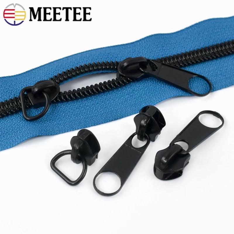 1-5M 5# Meetee Nylon Zippers with Zip Puller Sliders Bag Jacket Zips Tape By The Meter Plastic Coil Zipper Sewing Accessories