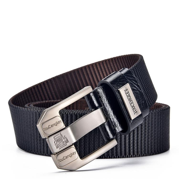 Herrenmode Nylon Gürtel - Robuste Legierung Dornschließe, Verstellbarer Bund