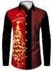 Men's Funny Santa Claus Graphics Christmas Long Sleeve Shirt Button Up Shirt Funny Outdoor Holiday Turndown shirts