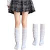 Alaiyaky Super Loose High Socks for School Junior and High School Cold Indoor JK Solid Commuting Socks, White, 40cm-120cm, Uniforms, Girls, Cute,