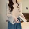 V-neck short soft waxy high-end seahorse sweater women's inner design autumn and winter imitation mink velvet knitted sweater top