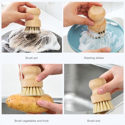 NOELAMOUR Kitchen Brush, Scrubbing Brush, 2-Piece Set, Sisal Brush, Pot Brush, Pot & Pan Brush, Bowl Brush