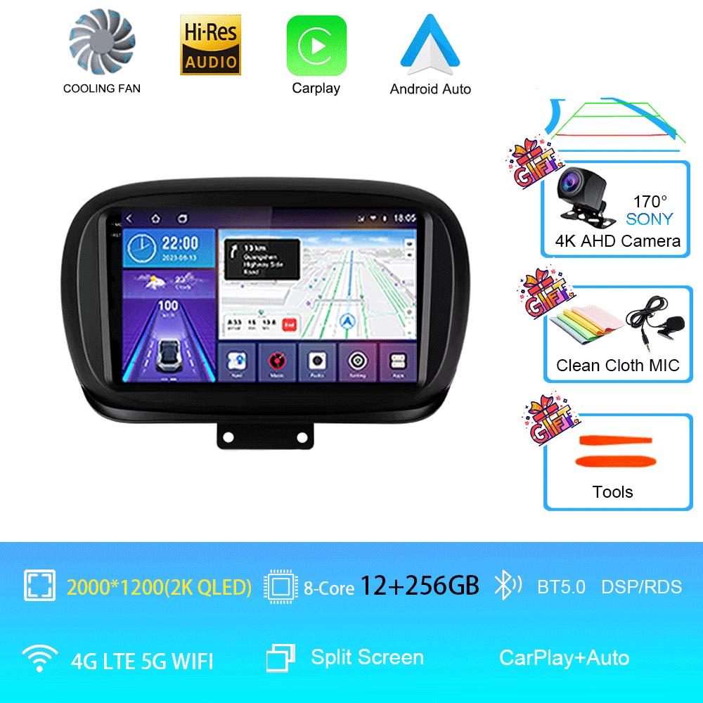 Car Radio Android 14 For Fiat 500X 2014 - 2020 Multimedia Video Player GPS Navigation Wireless Carplay+Auto Stereo QLED HeadUnit