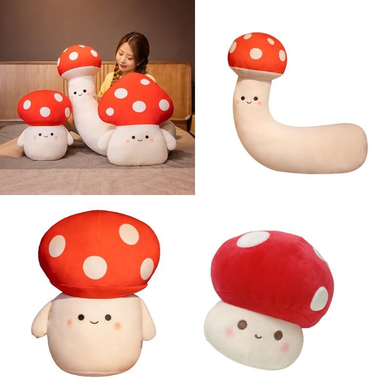Mushroom Cute Plush Doll Long Sleep Pillow Cushion Hand Warmer Kids Decor Gift