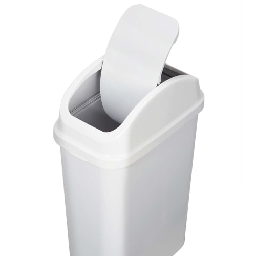TONBO Shinki Gosei Sepa Antibacterial Swing Trash Can, 10 Liters, White Gray, 17.5cm Wide X 28.5cm Deep X 40cm High, with Lid, Made In Japan