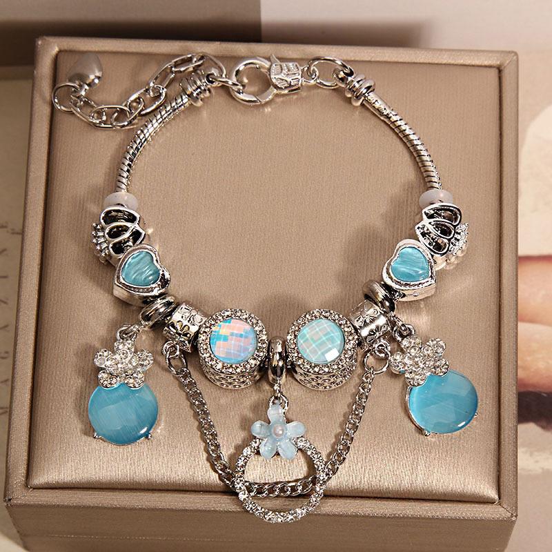 Elegant Luxury Bracelet with Shiny Synthetic Gemstones Crystal Beaded Bracelet Artificial Crystal Wrist Jewelry for Women Daily Party Dating Gift