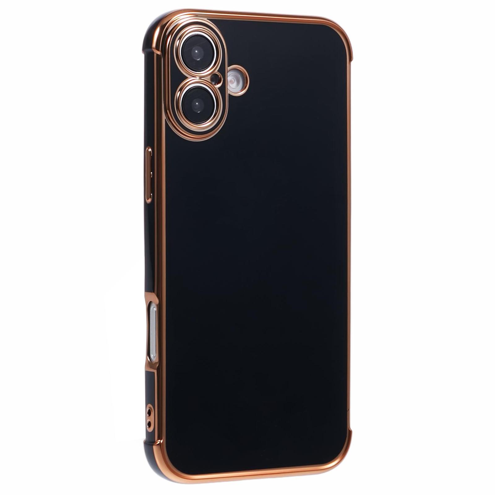 

For iPhone 16 Case Electroplated Frame TPU Soft Phone Cover Black