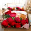 Red Rose Queen Size Duvet Cover 220X240 Bedding Set 3Pcs/2Pcs With Pillowcase Flower Quilt Cover For Double Bed Single Beds