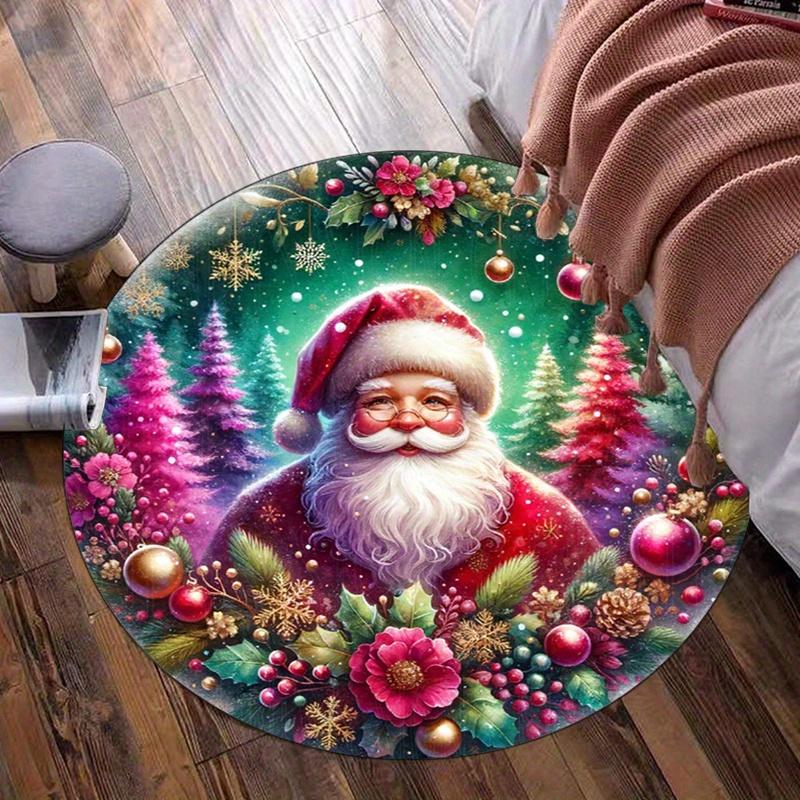 

Santa Claus 3D Printed Round Area Rug - Non-Slip, Polyester, Perfect for Living Room & Bedroom Decor, Ideal Christmas Gift 60cm x 60cm