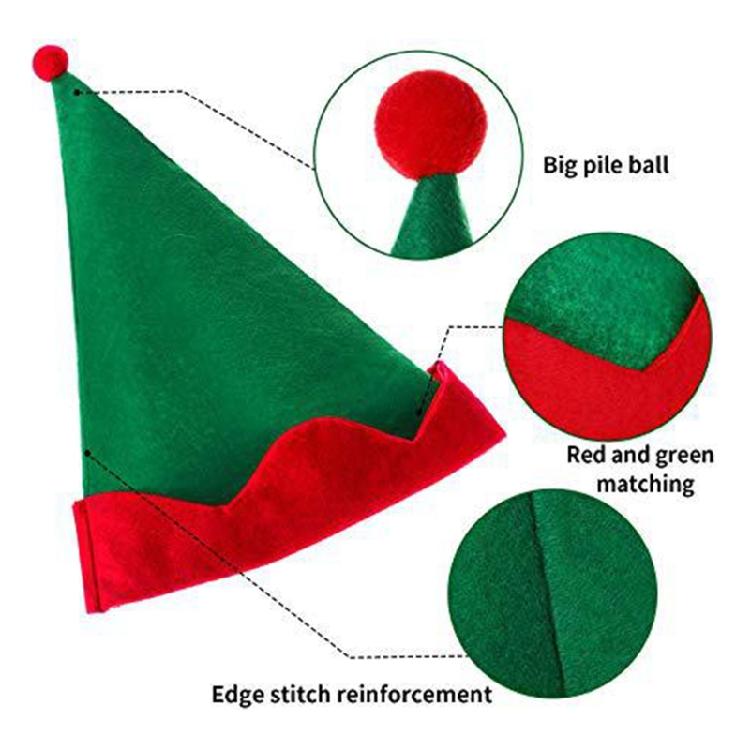 Stylish Red and Green Christmas Hat Santa Claus Elf Hat Pointed Hat for Cosplay