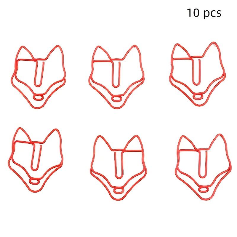 

10pcs Cute Red Fox-Shaped Paper Clips | Iron,White Base,Curved Spring Design,Durable and Flexible,Ideal for Office Organization