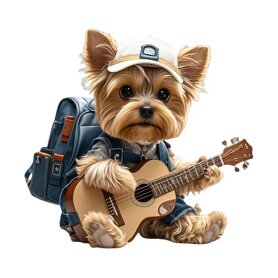 Yorkie Bilventilklips Søt Hund Luftfrisker Bilheng med Duftpute Gave til Hundeelskere Gitarinteresserte