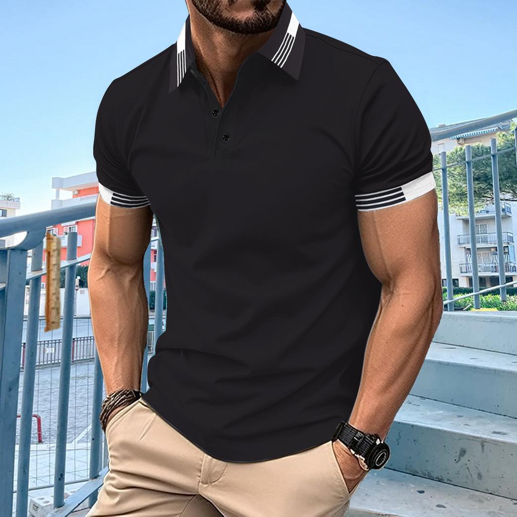 Plain-coloured casual polo shirt with a collar and buttons – men’s sports polo shirt