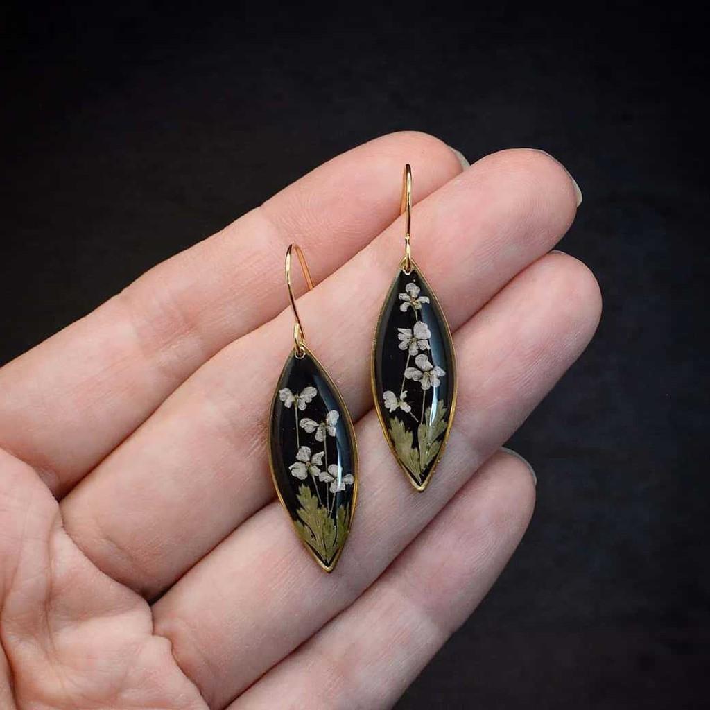 Fairy Style Plant Flower Resin Earrings With Copper Material For Gift And Daily Wear
