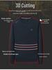 Men's Fleece-Lined Long Sleeve Wool Sweater - Casual Loose Fit, Autumn/Winter Style