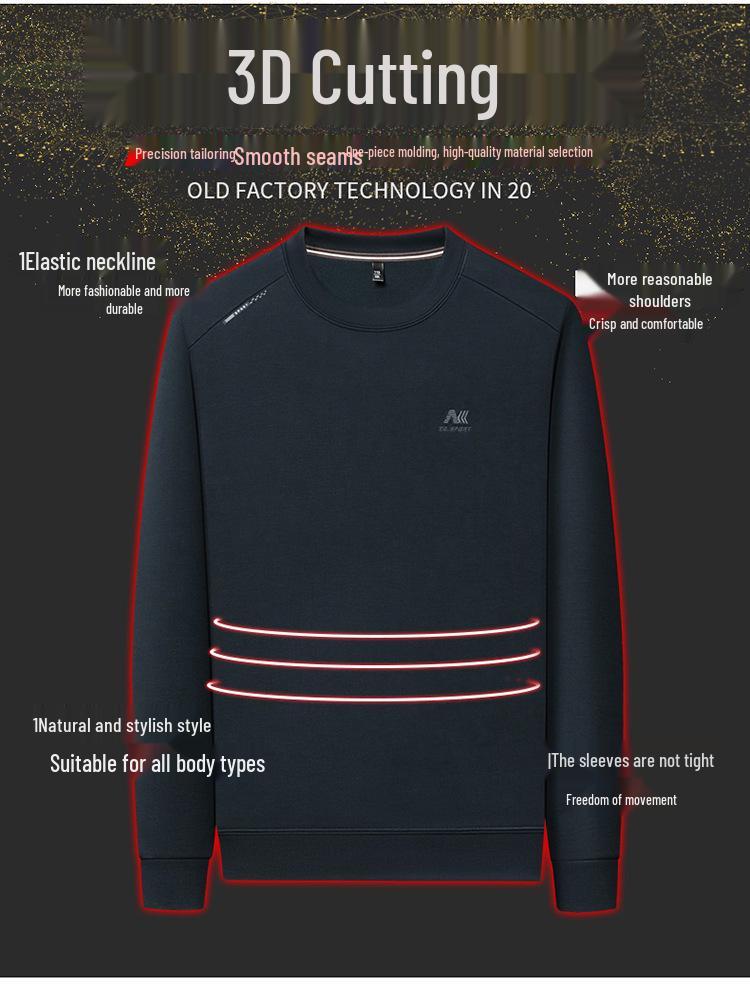 Men's Fleece-Lined Long Sleeve Wool Sweater - Casual Loose Fit, Autumn/Winter Style