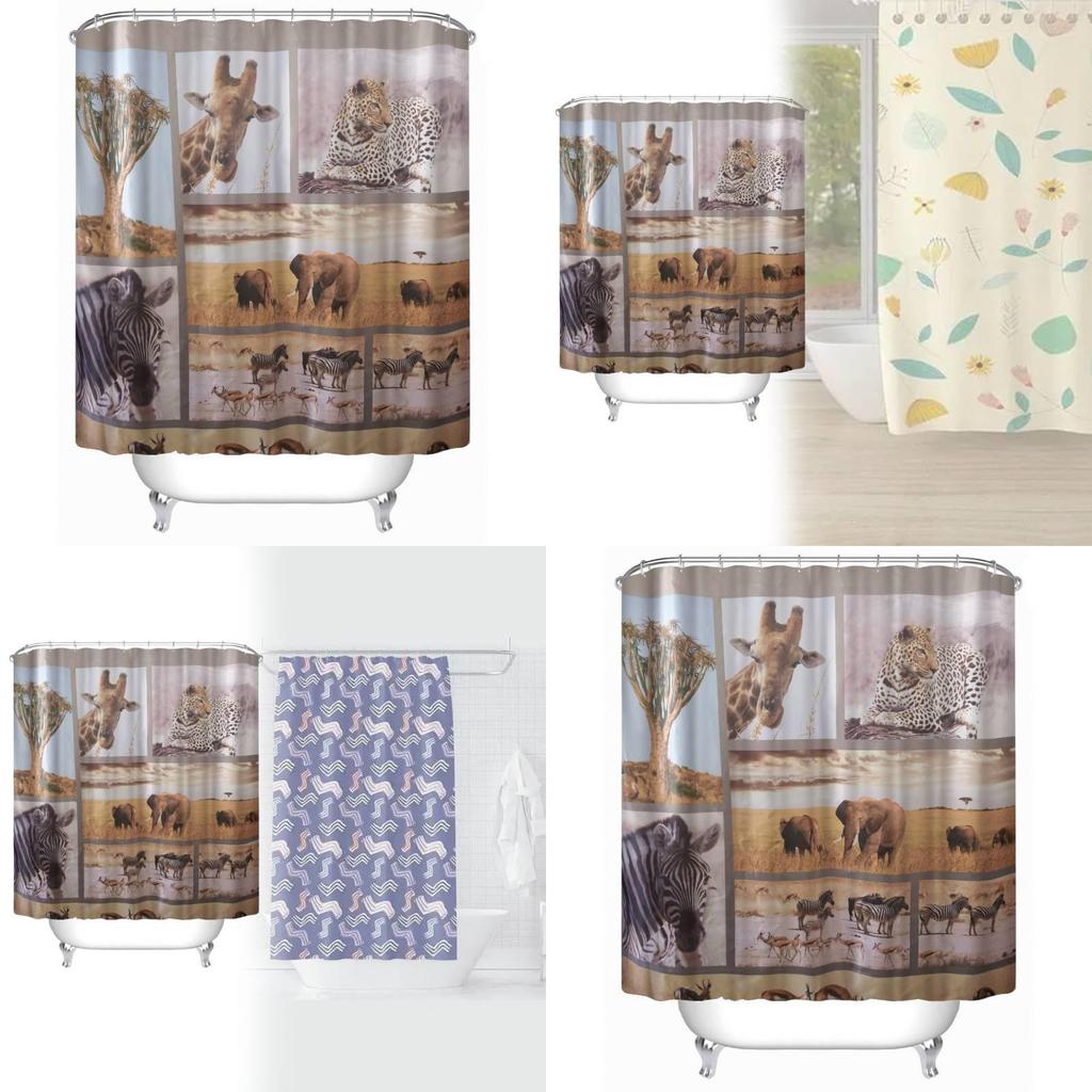 Wasserdichter Peva Badezimmervorhang Tierdesign Lange Giraffe Zebra Für Wohnraum