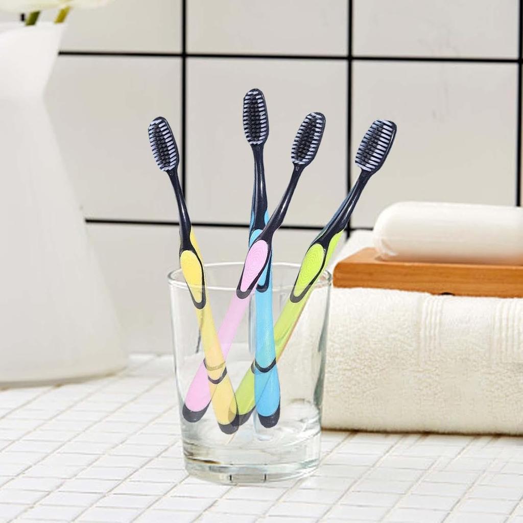 Jowxsx 1Pc Random Color Travel Toothbrush - Soft Bristle Ergonomic Manual Charcoal Tooth Brush Stains Removal Toothbrush for Home, Travel, School