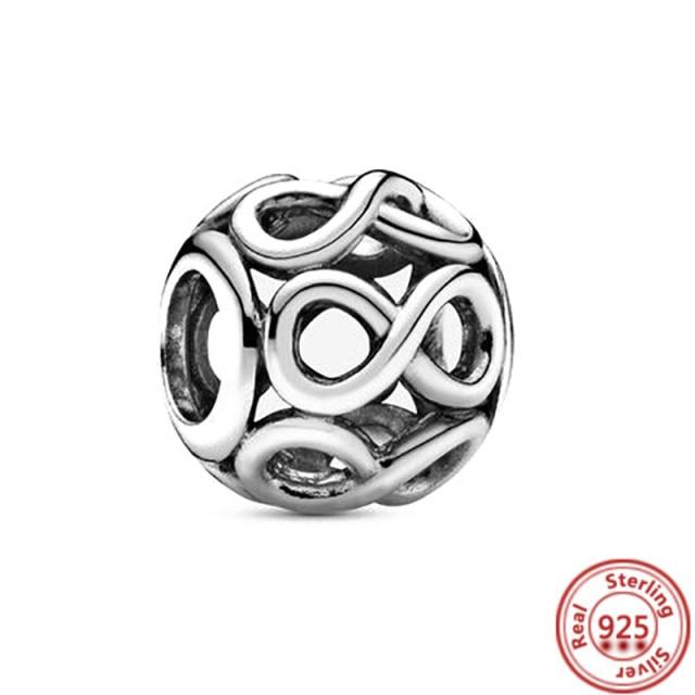 925 Sterling Silver Heart Circular Animal Beads Original  Charm Bracelet For Women DIY Fashion Silver 925 Jewelry Making