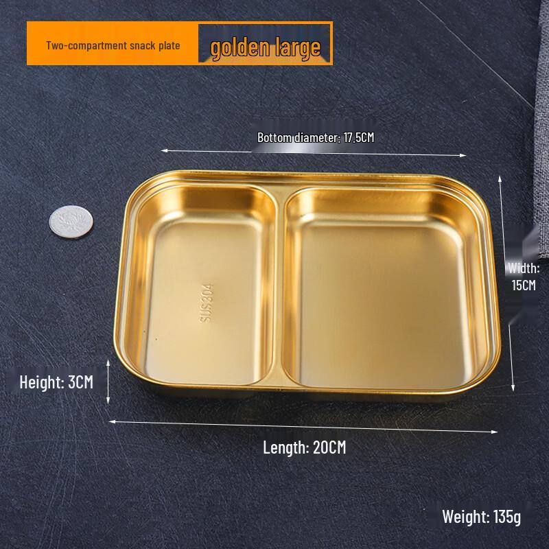 

ZISIZ Gold 304 Stainless Steel Divided Meal Plate Set