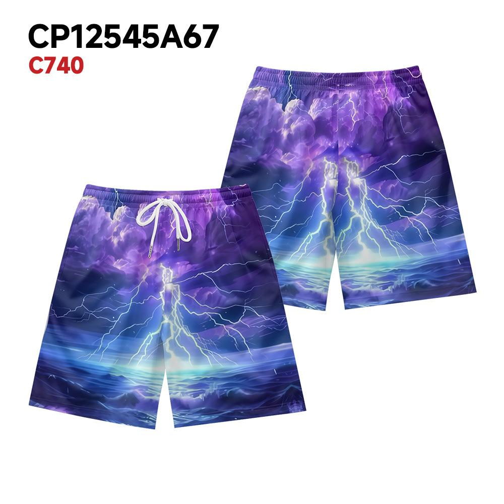 

European And American Dark Natural Lightning Element Men S Casual Shorts Beach Pants XXXXL