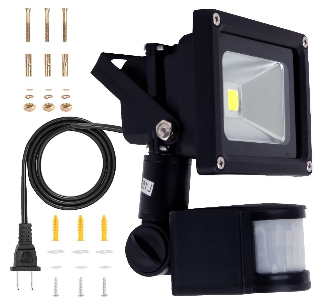 

SenMeiGuang 10W LED Floodlight Motion Sensor Light, Outdoor, 100V, PIR, Daylight White, 6000K, IP66 WaterproofRainproof, Safety Emergency Light,