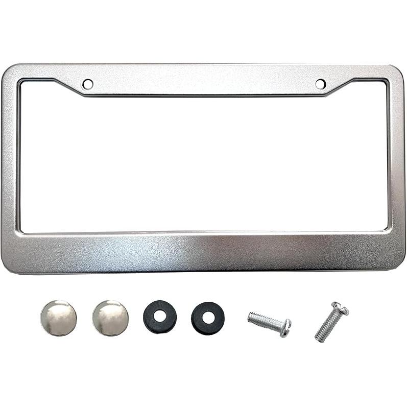 License Plate Frames Solid Aluminum License Plate Cover Holder Universal Car Frame For Man And Women With Screws (Black)