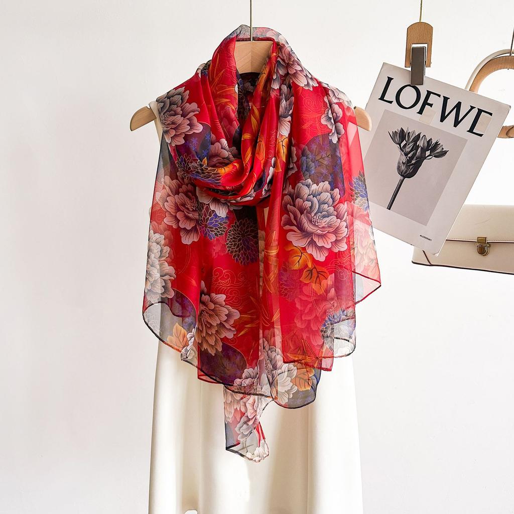 Summer Scarf Women Outdoor Sunscreen Shawl Soft Bandanna Foulard Female Floral Silk Shawl Lady High Quality Head Hijab Wrap