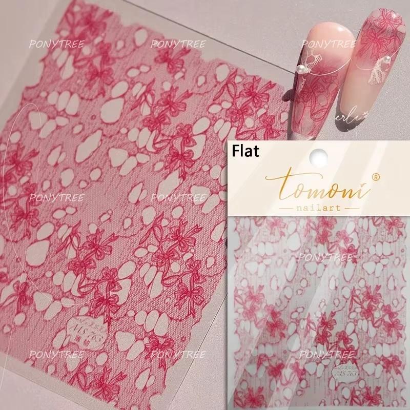 Retro White Lace Fabric Piece Bowknot English Letter Decorative Border Irregular Cloth Block Adhesive Nail Art Stickers Decals