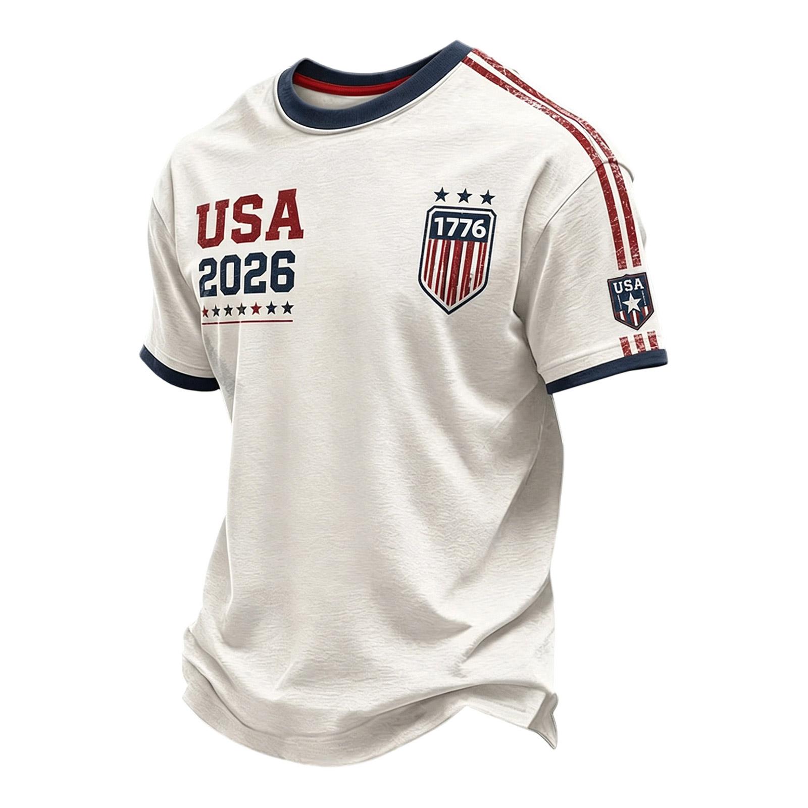 Men s Short Sleeve T-Shirt with Soccer Graphic for Casual Everyday Wear L бежевый