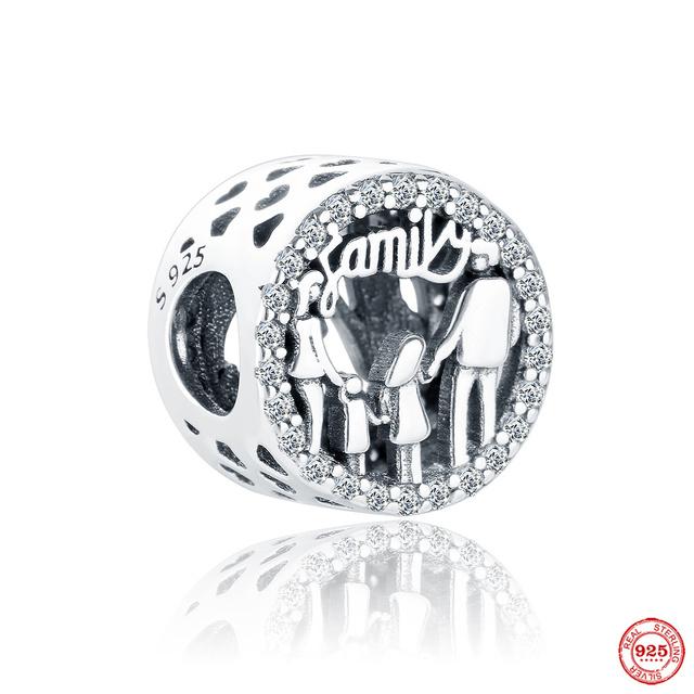 Europe 925 Sterling Silver Family Charm Fit Original Bracelet Jewelry Pendant Boy Girl Sparkling Mom Bead Sisters Dangle
