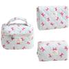 Bow Print Pink Blue Cute Makeup Bag for Women Large Capacity Toiletry Pouch Cute High Quality Cosmetic Organizer Storage Case