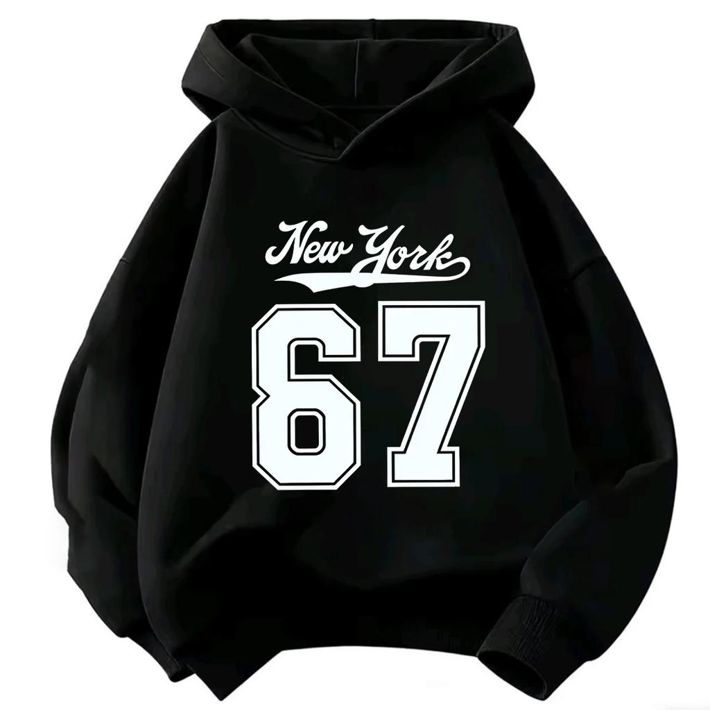 Fashionable Autumn Winter Long Sleeved Letter Number Printed Hoodie Comfortable Warm Pullover Sports Casual Children's Hoodie