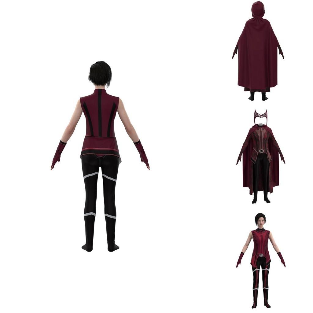 Marvelous Scarlett Witch Role Play Costume For Adult Children Jumpsuit Headdress And Cloak Included