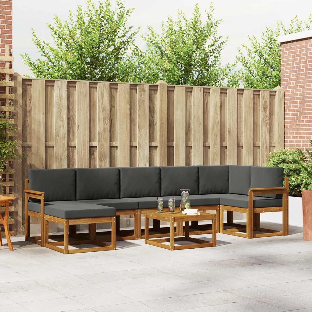 Outdoor Sofa Set with Cushions 8 Pcs Natural and Anthracite