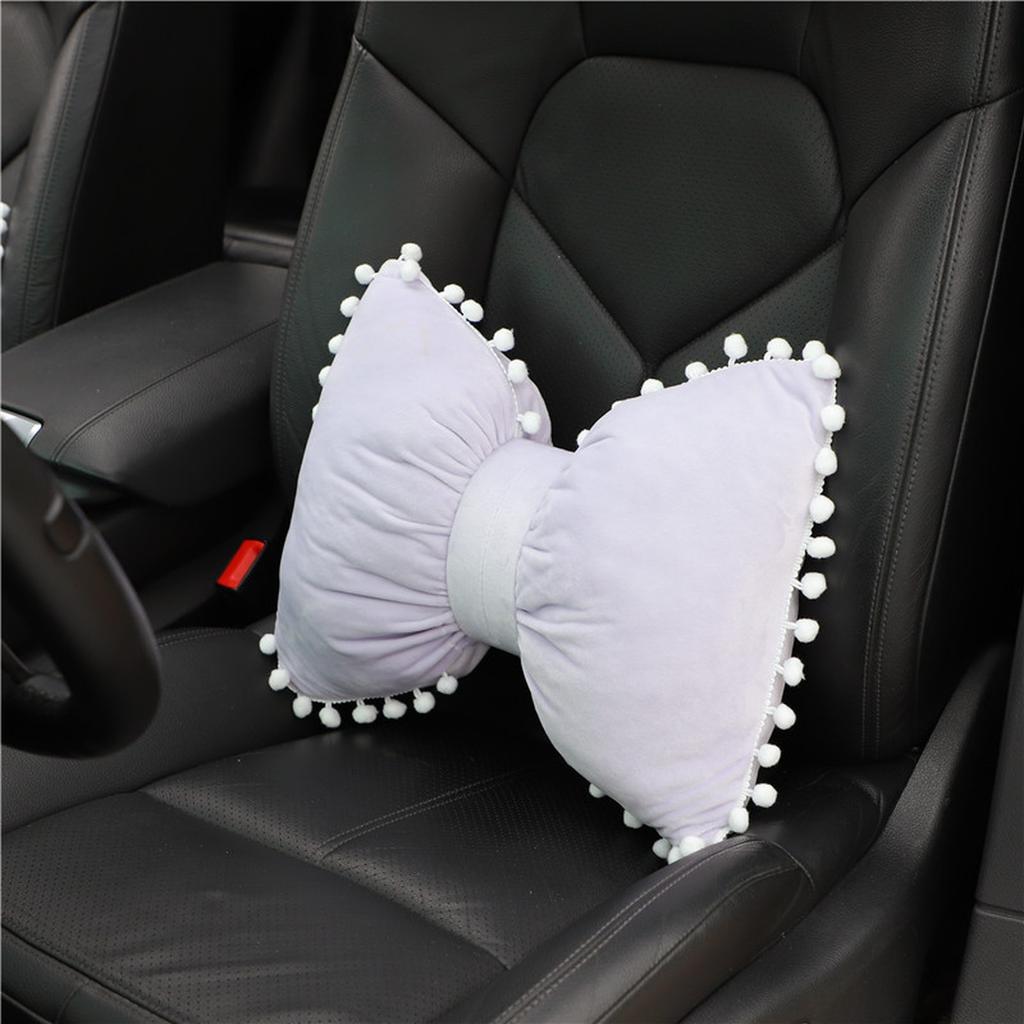 Butterfly Knot Car Neck Pillow And Lumbar Support Cushion Set Plush Bowknot Headrest Pillow Waist Support Charm Colorful C