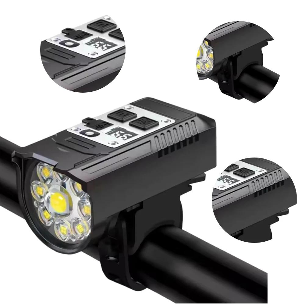 LED Bicycle Front Light Super Bright Bicycle Light Dual Light Source High Brightness Bike Flashlight Rechargeable for Emergency