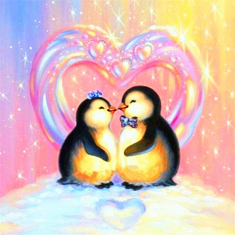 Huacan 5D DIY Full Drill Penguin 5D Embroidery DIY Craft Cross Stitch