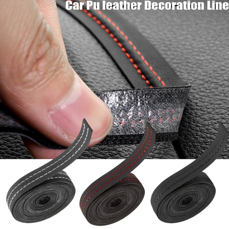 Car PU Leather Decorative Line Interior Self-Adhesive Decorative Strip Car Instrument Panel Gap Strip Auto Interior Accessories
