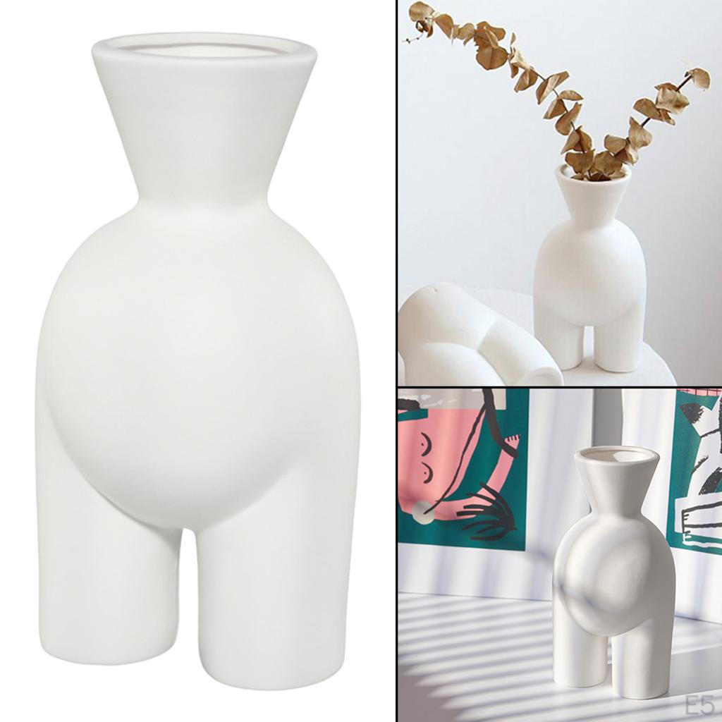Ceramic Flower Vase, White Modern Human Body Vase Statue Decor, Creative Pot Sculpture, Decoration