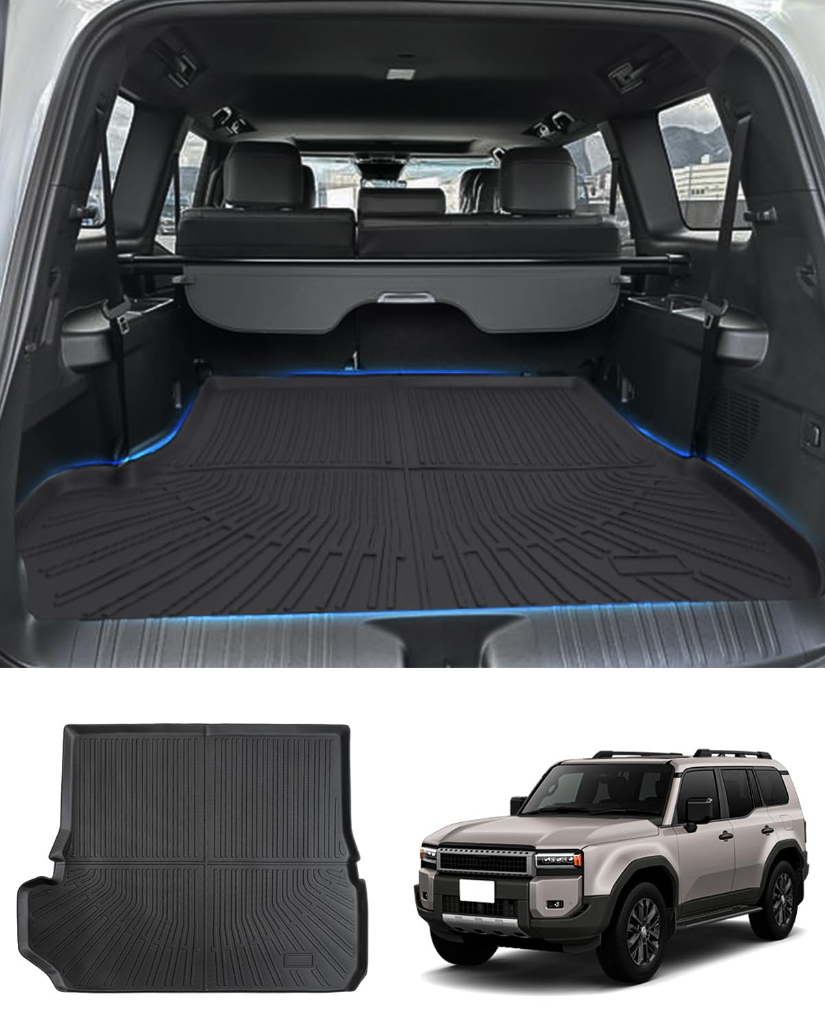 

Hawjog Toyota New Land Cruiser 250 Series Коврик для багажника 3D Водонепроницаемый 3D структура GDJ250W TRJ250W ZX VX Апрель 2024 Настоящее время Коврик в багажник Коврик для автомобиля TPE чёрный