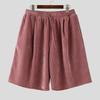 INCERUN Men Elastic Waist Corduroy Casual Shorts Half Pants