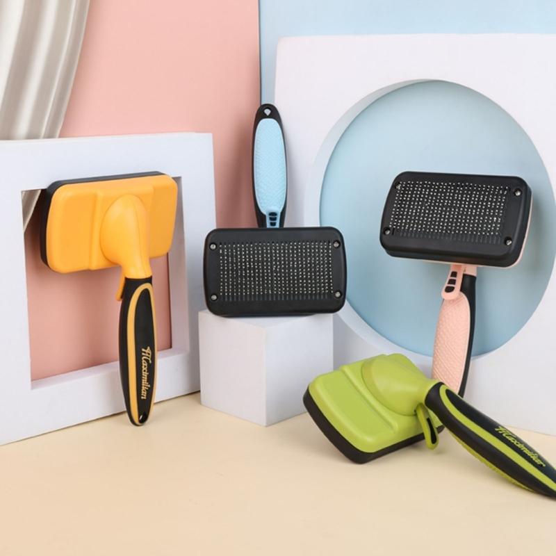 Dog Brushes Cat Combs Self Cleaning Slicker Brush for Shedding Hair Anti-Slip Handle Grooming Brush for Loose Fur