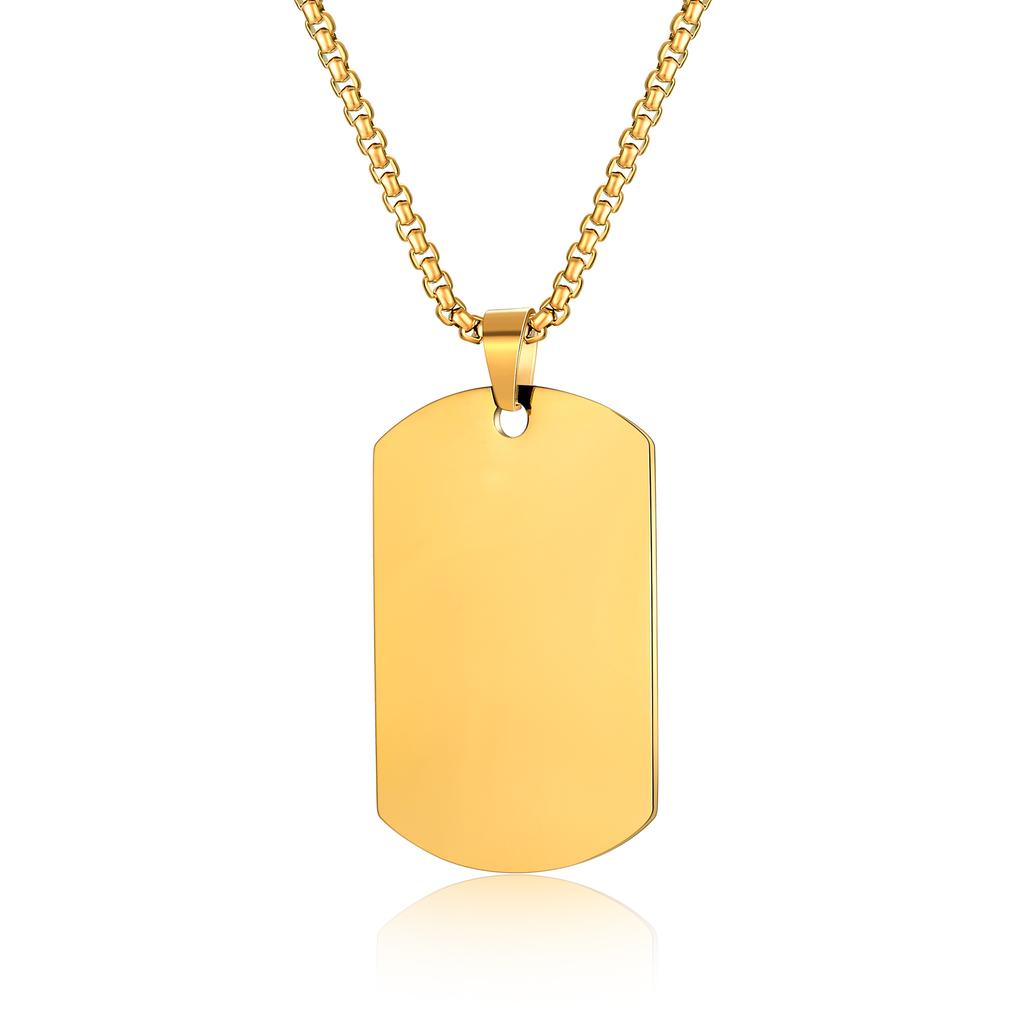 Personalized ID Tag Stainless Steel Hip-Hop Guitar Tag Necklace Geometric Military Simple Pendant Jewelry for Men Gift