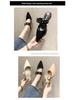Women's 2025 Summer Korean Style Pointed Toe Closed Slippers with Belt Buckle & Chunky Heel