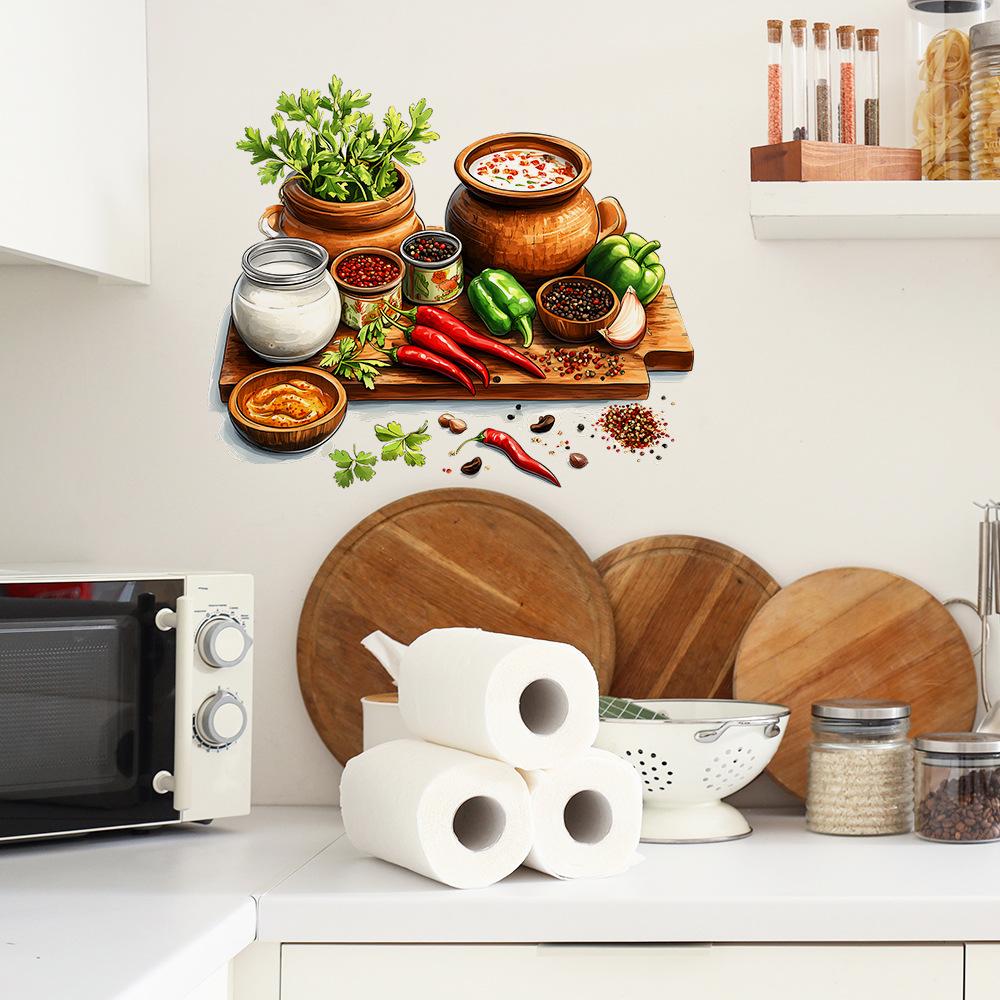 Painted Fruit and Vegetable Cutting Board Kitchen Restaurant Home Wall Beautification Decoration Wall Stickers